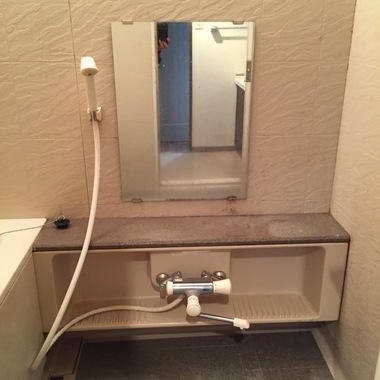 ユニットバス交換前 蛇口 鏡