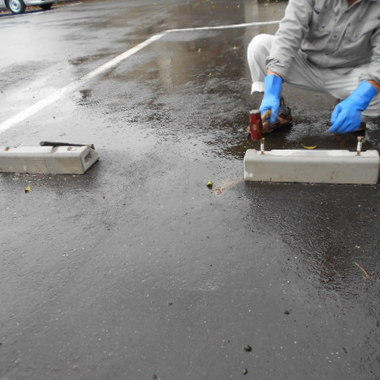 車止め交換工事 途中